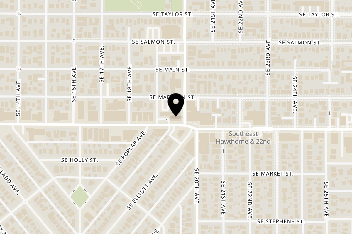Map showing the location of Maruti Indian Restaurant on 1925 SE Hawthorne Blvd in Portland